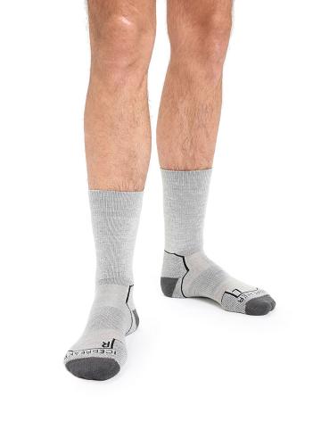 Chaussettes Icebreaker Merino Hike+ Medium Crew Homme Blanche Grise | FR 1026RVDW